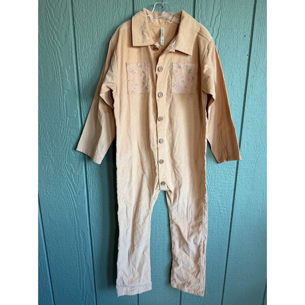 Wild Wawa Cord Floral Pocket Jumpsuit, Size 7-8 years